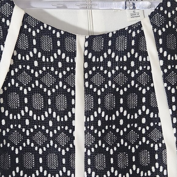 Cato Black White A Line Dress Sleeveless Midi Lace Flawed Size 12 - Picture 7 of 14